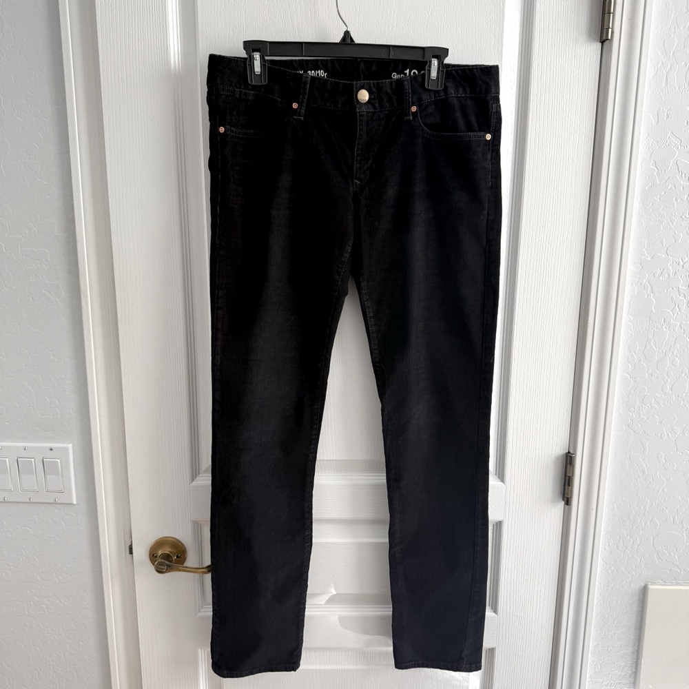 Gap Pants Always Skinny Black Straight Stretch Fine Wale Corduroy Size 10R